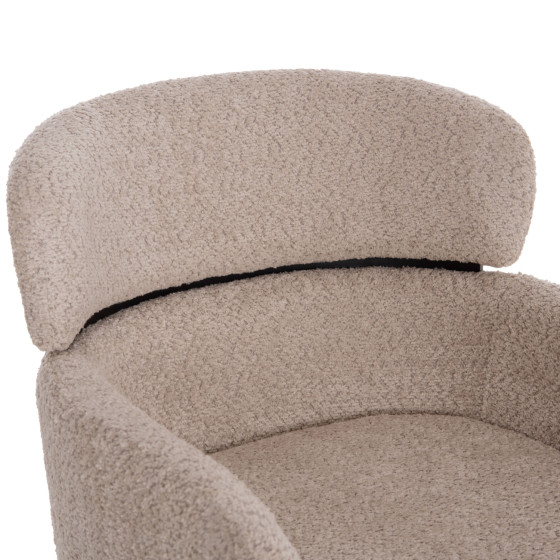 ARMCHAIR WOLF HM8583.02 ECRU BOUCLE FABRIC-BLACK METAL LEGS 56x62x80Hcm.