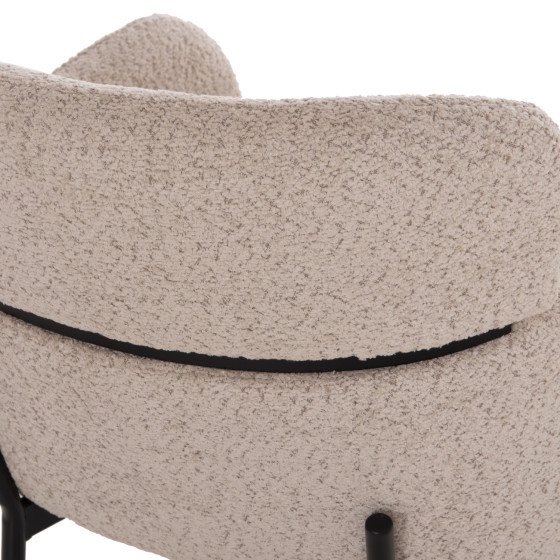 ARMCHAIR WOLF HM8583.02 ECRU BOUCLE FABRIC-BLACK METAL LEGS 56x62x80Hcm.