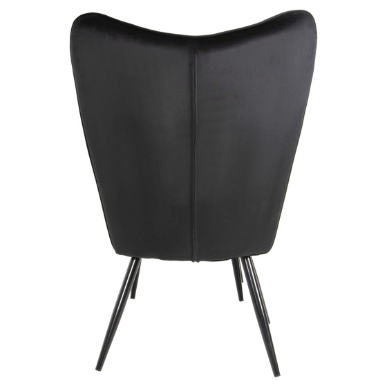 ARMCHAIR WITH FOOTSTOOL CRAWLEY HM8918.04 BLACK VLEVET-METAL LEGS 70x57x103Hcm.