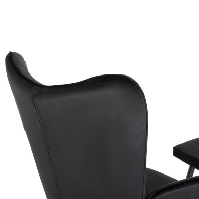 ARMCHAIR WITH FOOTSTOOL CRAWLEY HM8918.04 BLACK VLEVET-METAL LEGS 70x57x103Hcm.