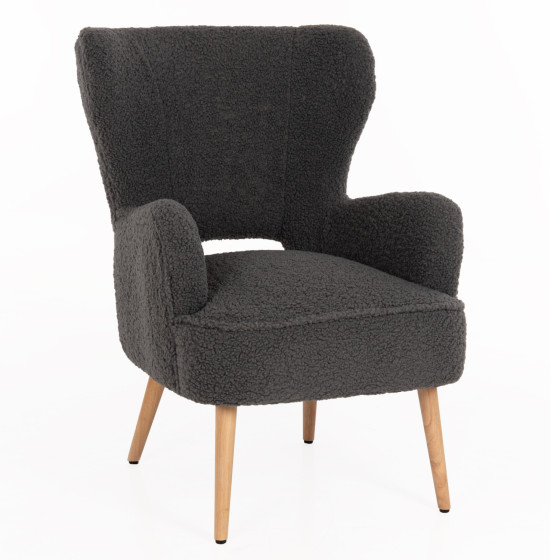 ARMCHAIR MYLIE HM8394.21 GREY BOUCLE FABRIC 66X75X93Hcm.