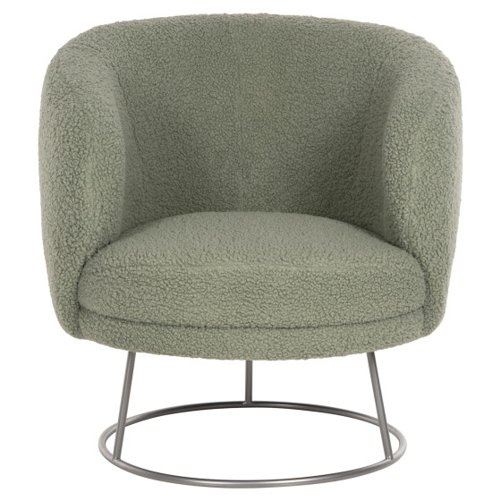 ARMCHAIR ARIEN HM8403.27 BOUCLE FABRIC IN PISTACHIO GREEN-SILVER METAL BASE 78x75x84Hcm.
