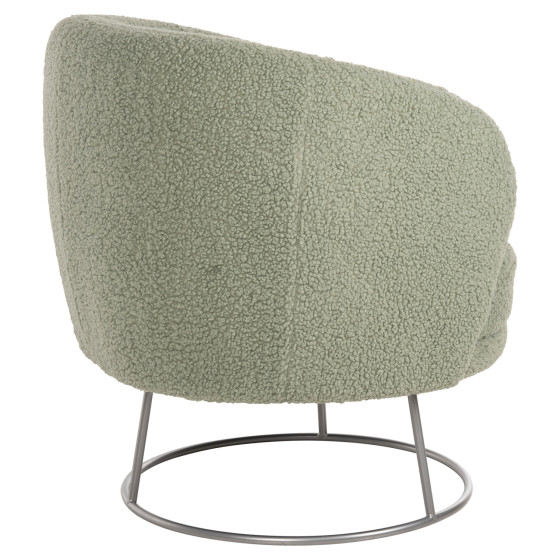 ARMCHAIR ARIEN HM8403.27 BOUCLE FABRIC IN PISTACHIO GREEN-SILVER METAL BASE 78x75x84Hcm.