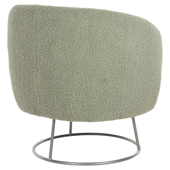 ARMCHAIR ARIEN HM8403.27 BOUCLE FABRIC IN PISTACHIO GREEN-SILVER METAL BASE 78x75x84Hcm.
