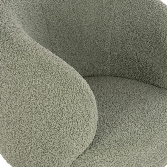 ARMCHAIR ARIEN HM8403.27 BOUCLE FABRIC IN PISTACHIO GREEN-SILVER METAL BASE 78x75x84Hcm.