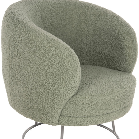 ARMCHAIR ARIEN HM8403.27 BOUCLE FABRIC IN PISTACHIO GREEN-SILVER METAL BASE 78x75x84Hcm.
