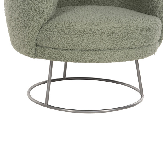 ARMCHAIR ARIEN HM8403.27 BOUCLE FABRIC IN PISTACHIO GREEN-SILVER METAL BASE 78x75x84Hcm.