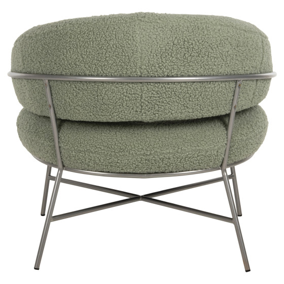 ARMCHAIR TRUDI HM8639.27 PISTACHIO GREEN BOUCLE FABRIC AND SILVER METAL FRAME 84x79x76Hcm.
