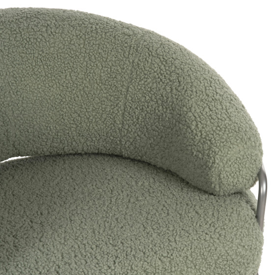 ARMCHAIR TRUDI HM8639.27 PISTACHIO GREEN BOUCLE FABRIC AND SILVER METAL FRAME 84x79x76Hcm.