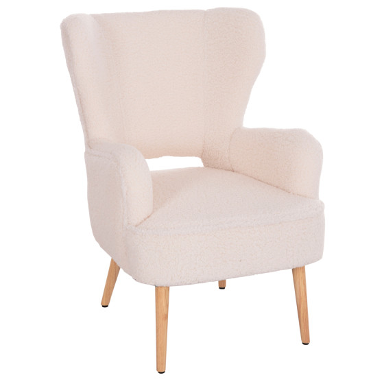 ARMCHAIR MYLIE HM8394.23 WHITE BOUCLE FABRIC 66x76x90Hcm.