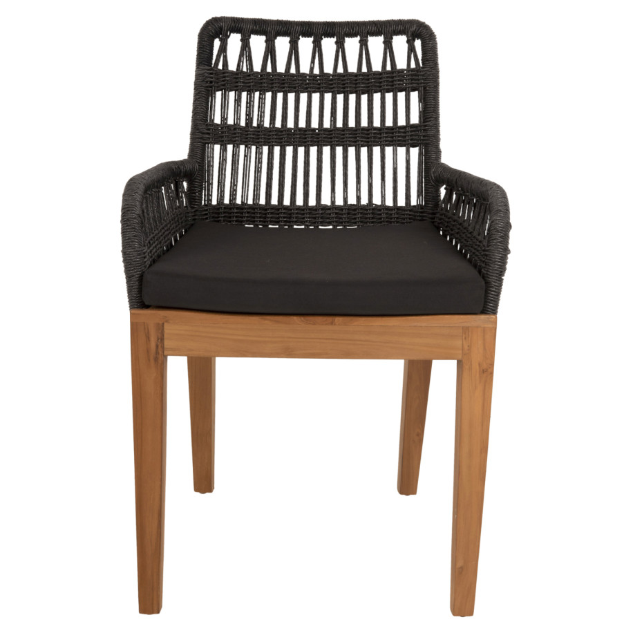 ARMCHAIR STARDOM HM9760.03 TEAK WOOD ΙΝ HONEY COLOR AND BLACK ROPE 57x65x83Hcm.