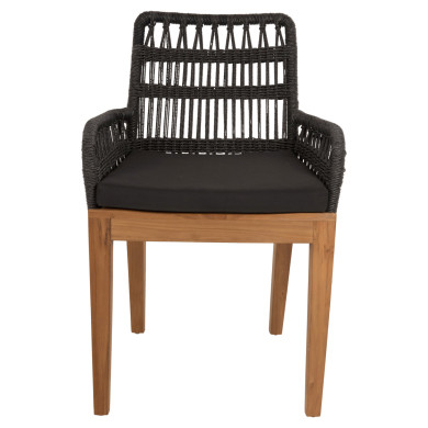ARMCHAIR STARDOM HM9760.03 TEAK WOOD ΙΝ HONEY COLOR AND BLACK ROPE 57x65x83Hcm.