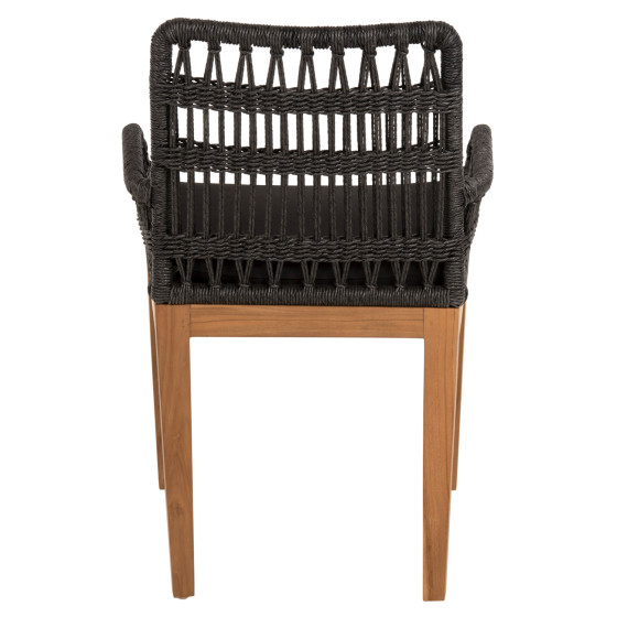 ARMCHAIR STARDOM HM9760.03 TEAK WOOD ΙΝ HONEY COLOR AND BLACK ROPE 57x65x83Hcm.