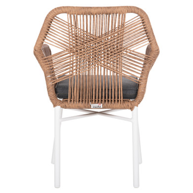 ARMCHAIR OUTDOORS TOPIN HM6048.01 ALUMINUM WHITE-P.E. RATTAN LIGHT BROWN-CUSHION GREY 58x60x83Hcm