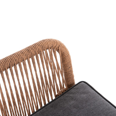 ARMCHAIR OUTDOORS TOPIN HM6048.01 ALUMINUM WHITE-P.E. RATTAN LIGHT BROWN-CUSHION GREY 58x60x83Hcm