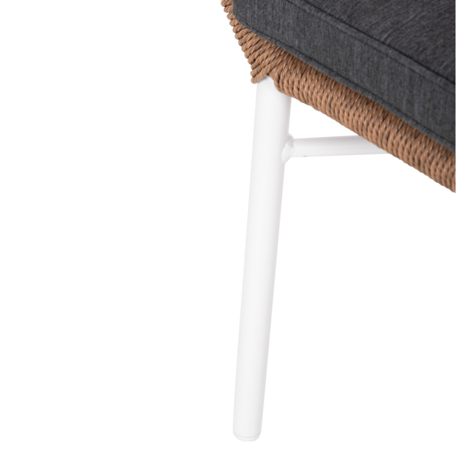 ARMCHAIR OUTDOORS TOPIN HM6048.01 ALUMINUM WHITE-P.E. RATTAN LIGHT BROWN-CUSHION GREY 58x60x83Hcm