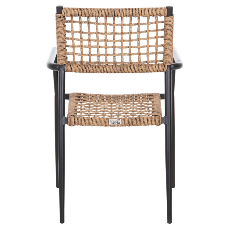 ΠΟΛΥΘΡΟΝΑ TRILAN HM6044.02 ΑΛΟΥΜΙΝΙΟ ΜΑΥΡΟ ΜΕ ΣΥΝΘΕΤΙΚΟ RATTAN ΦΥΣΙΚΟ 57x59x85Υεκ.