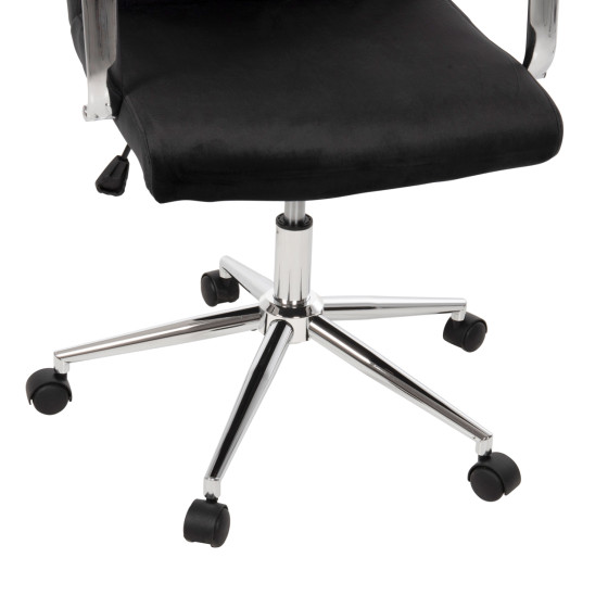 OFFICE CHAIR JOSEF HM1181.04 BLACK VELVET-INOX BASE 58x61x105-113Hcm.