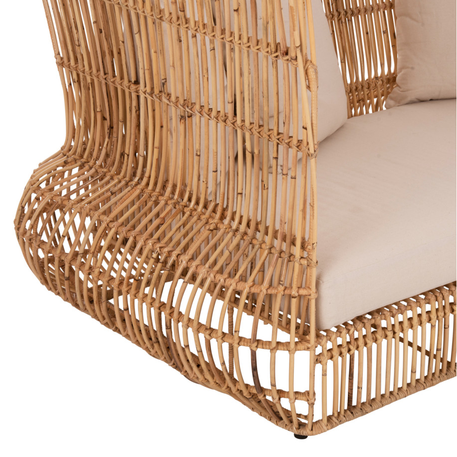SOFA OUTDOORS ZEPHYR HM5988 RATTAN CANES IN NATURAL-CUSHION SET IN BEIGE 200x120x142Hcm.
