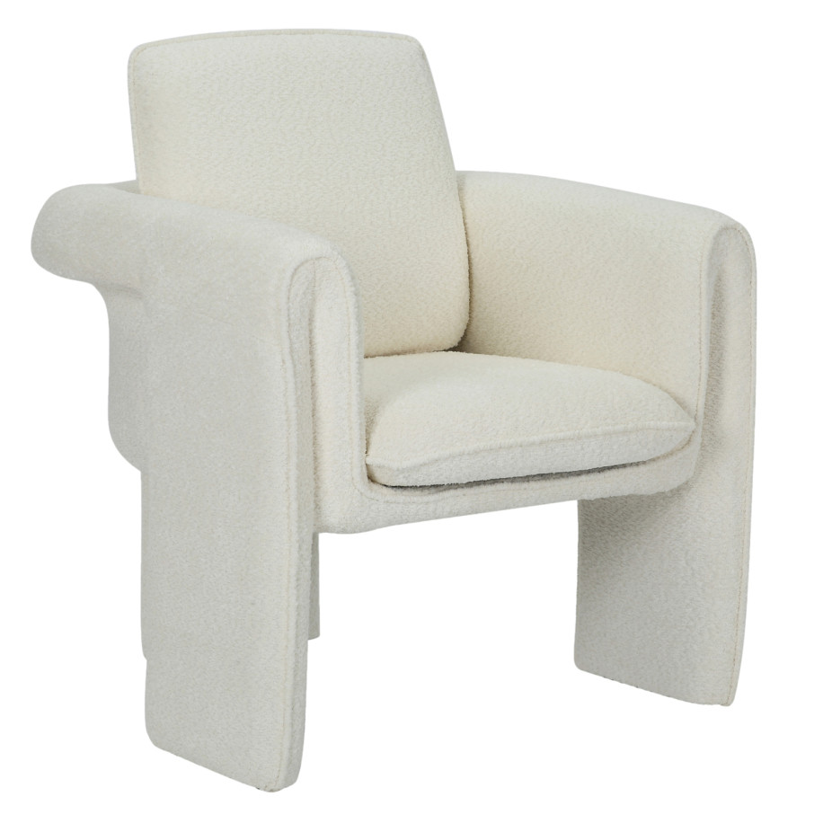 ARMCHAIR CRUSHER HM9681.04 WHITE BOUCLE FABRIC-METAL FRAME 82x78x87Hcm.