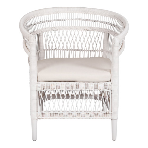 ARMCHAIR MALAWI HM9635.02 MAHOGANY WOOD WITH RATTAN IN WHITE-WHITE CUSHION 80x70x86Hcm.