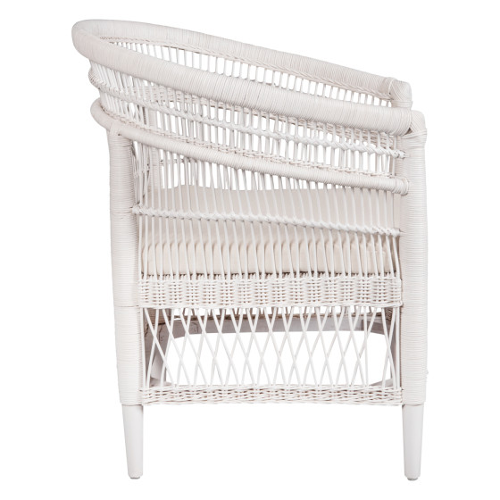 ARMCHAIR MALAWI HM9635.02 MAHOGANY WOOD WITH RATTAN IN WHITE-WHITE CUSHION 80x70x86Hcm.