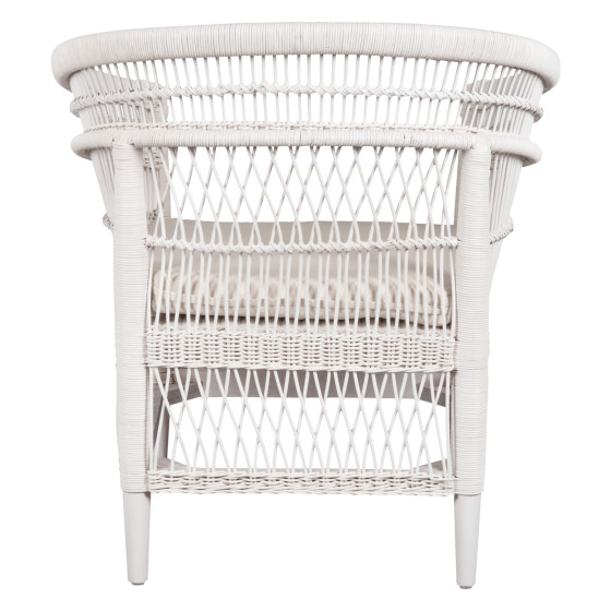 ARMCHAIR MALAWI HM9635.02 MAHOGANY WOOD WITH RATTAN IN WHITE-WHITE CUSHION 80x70x86Hcm.