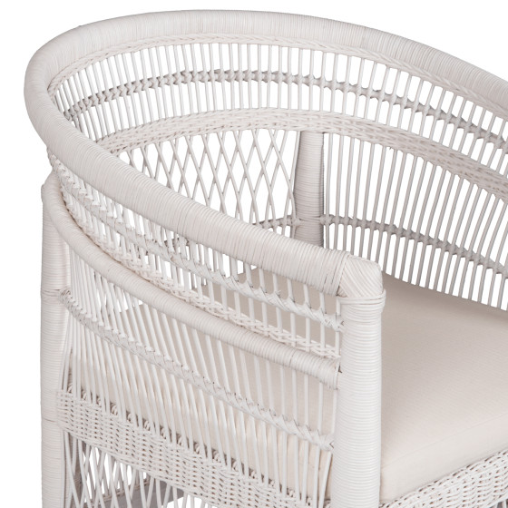 ARMCHAIR MALAWI HM9635.02 MAHOGANY WOOD WITH RATTAN IN WHITE-WHITE CUSHION 80x70x86Hcm.