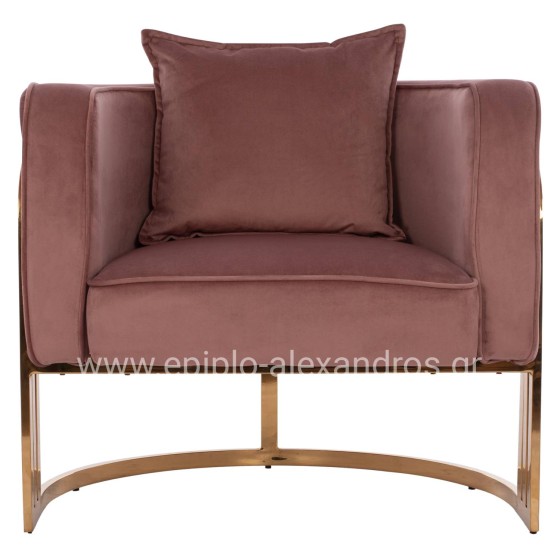 TIANA ARMCHAIR WITH GOLD METAL FRAME AND LOW BACK HM8738.02