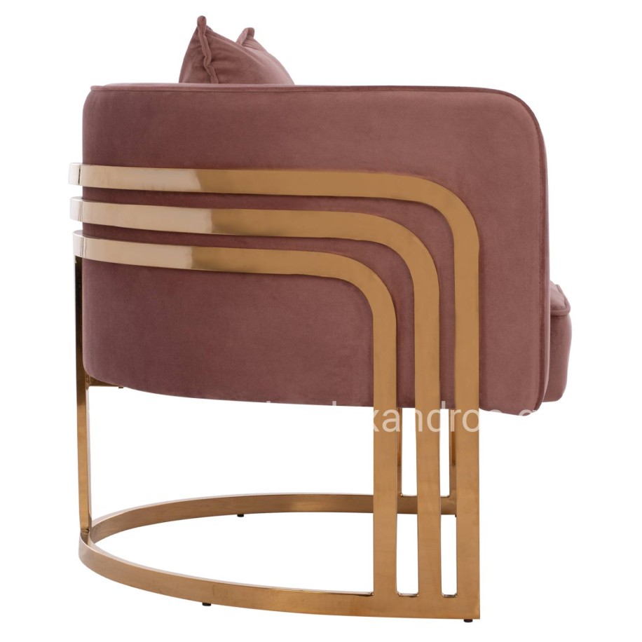 TIANA ARMCHAIR WITH GOLD METAL FRAME AND LOW BACK HM8738.02