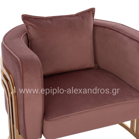 TIANA ARMCHAIR WITH GOLD METAL FRAME AND LOW BACK HM8738.02