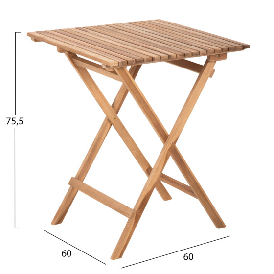 DINING SET OUTDOOR 3PCS KENDYR HM9907 SOLID TEAK WOOD-NATURAL 46x50x88,5H