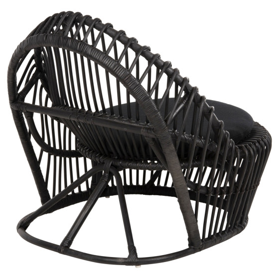 ARMCHAIR ENTROPY HM9840.03 NATURAL POLISHED RATTAN WITH CUSHION-BLACK 80x97x85Hcm.