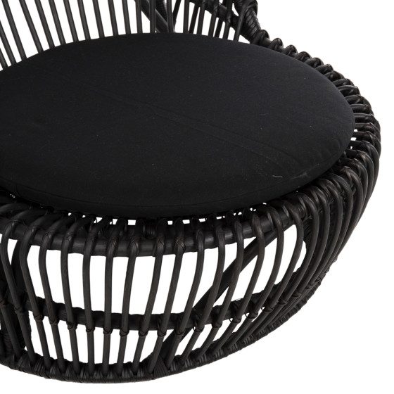 ARMCHAIR ENTROPY HM9840.03 NATURAL POLISHED RATTAN WITH CUSHION-BLACK 80x97x85Hcm.