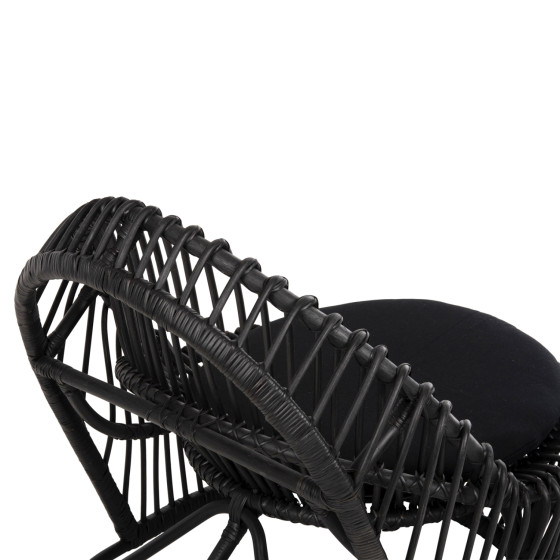 ARMCHAIR ENTROPY HM9840.03 NATURAL POLISHED RATTAN WITH CUSHION-BLACK 80x97x85Hcm.