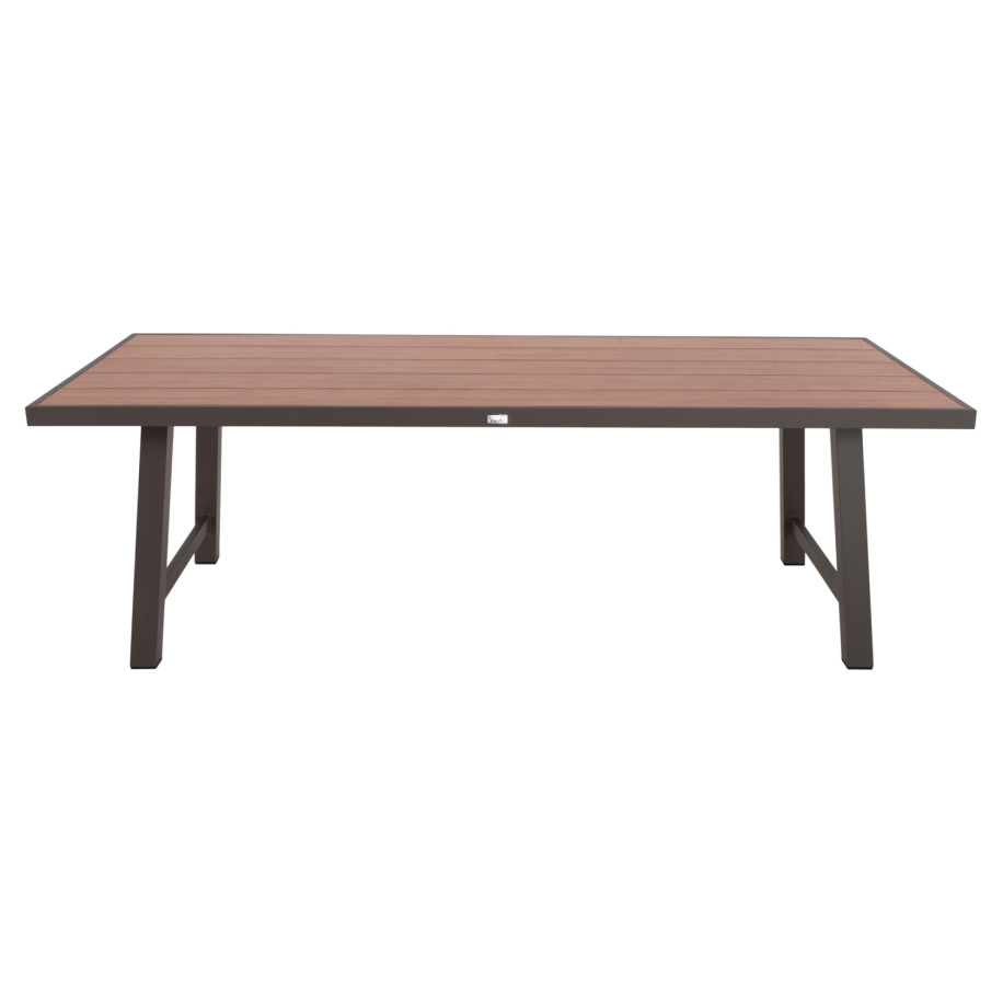 OUTDOOR ALUMINUM TABLE GOBAR HM6060.04 CHAMPAGNE WITH WOOD-LIKE TABLETOP 240Χ105Χ75Hcm.