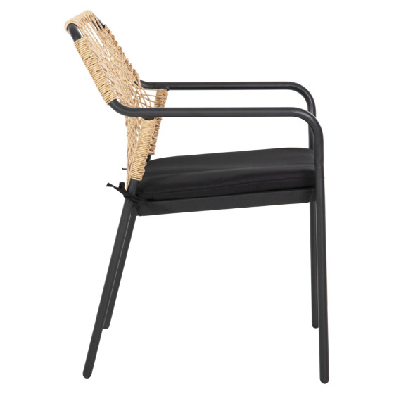 ARMCHAIR ALUMINUM TROTTER HM5865.11 DARK GREY FRAME AND BEIGE WICKER-BLACK CUSHION