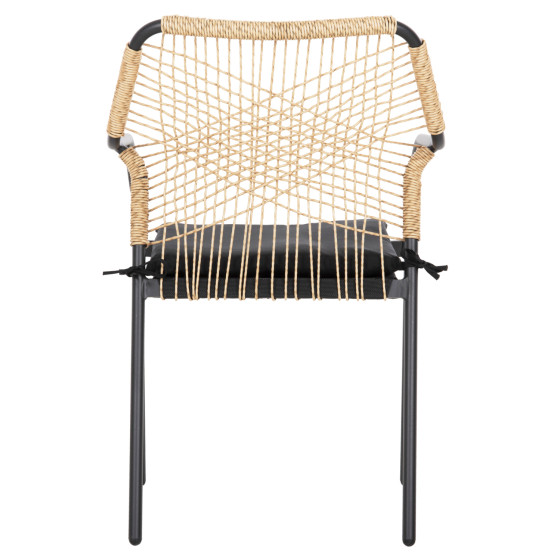 ARMCHAIR ALUMINUM TROTTER HM5865.11 DARK GREY FRAME AND BEIGE WICKER-BLACK CUSHION