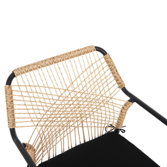 ARMCHAIR ALUMINUM TROTTER HM5865.11 DARK GREY FRAME AND BEIGE WICKER-BLACK CUSHION