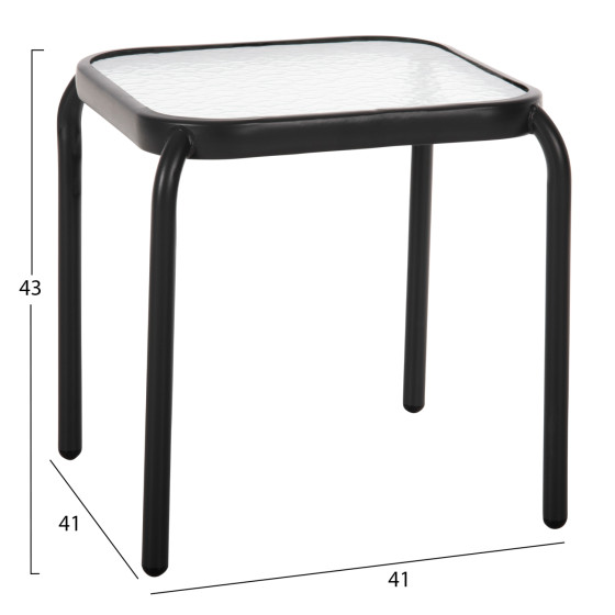 OUTDOOR SIDE TABLE SQUARE DIDO HM5975.01 METAL IN ANTHRACITE-GLASS 41x41x43Hcm.