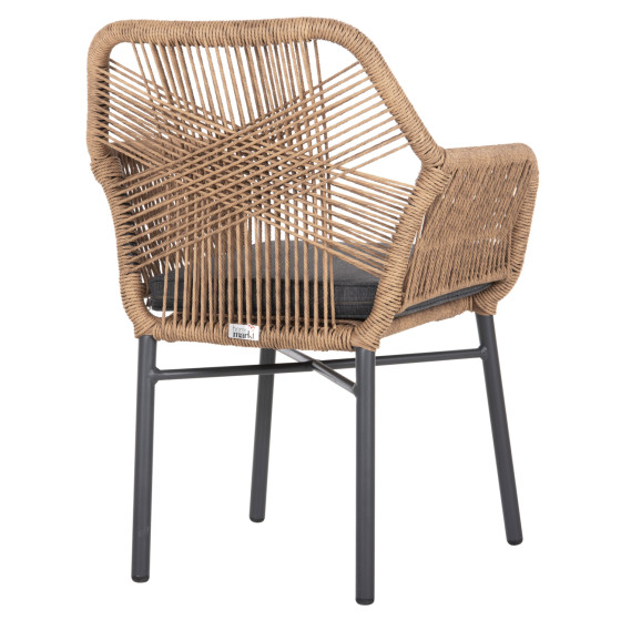 ARMCHAIR TOPIN HM6048.03 ALUMINUM ANTHRACITE-P.E. RATTAN BEIGE-CUSHION ANTHRACITE 57x65x84Hcm