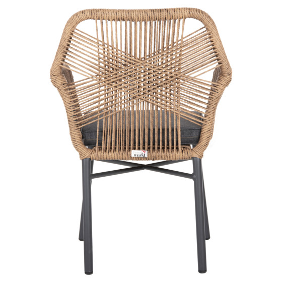 ARMCHAIR TOPIN HM6048.03 ALUMINUM ANTHRACITE-P.E. RATTAN BEIGE-CUSHION ANTHRACITE 57x65x84Hcm