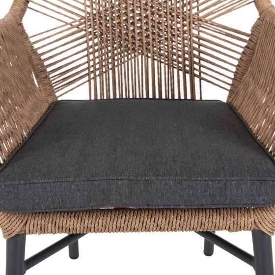 ARMCHAIR TOPIN HM6048.03 ALUMINUM ANTHRACITE-P.E. RATTAN BEIGE-CUSHION ANTHRACITE 57x65x84Hcm
