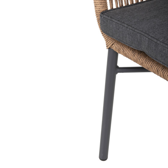 ARMCHAIR TOPIN HM6048.03 ALUMINUM ANTHRACITE-P.E. RATTAN BEIGE-CUSHION ANTHRACITE 57x65x84Hcm