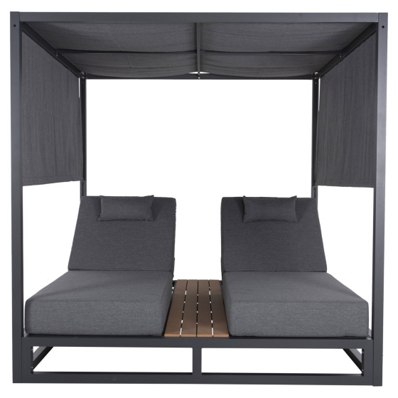 DOUBLE LOUNGE SUNBEDS IN A CUBE WITH SUNSHADES GALLANT HM6097.01 ALUMINUM IN GREY 2x2x2m