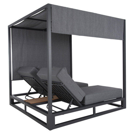 DOUBLE LOUNGE SUNBEDS IN A CUBE WITH SUNSHADES GALLANT HM6097.01 ALUMINUM IN GREY 2x2x2m