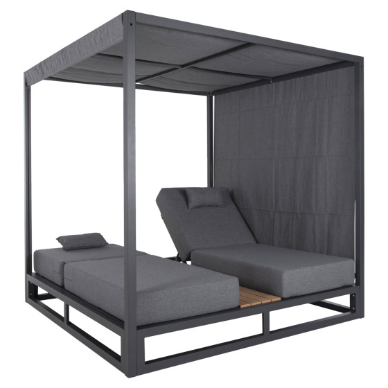 DOUBLE LOUNGE SUNBEDS IN A CUBE WITH SUNSHADES GALLANT HM6097.01 ALUMINUM IN GREY 2x2x2m