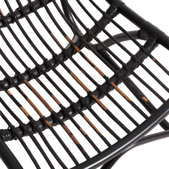ARMCHAIR GRINN HM9815.02 RATTAN RODS IN BLACK COLOR 56.5x73.5x79.5H --B' GRADEcm.