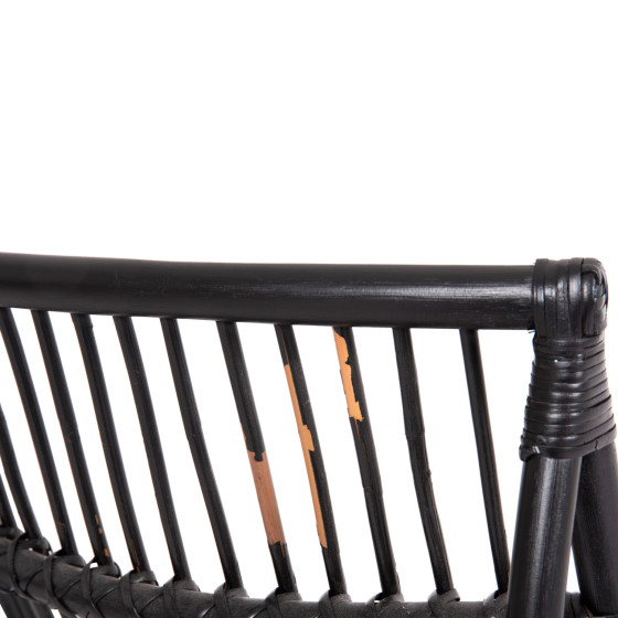 ARMCHAIR GRINN HM9815.02 RATTAN RODS IN BLACK COLOR 56.5x73.5x79.5H --B' GRADEcm.