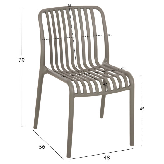 CHAIR OUTDOOR CONVEE HM6104.07 POLYPROPYLENE IN DARK OLIVE 48x56x79Hcm.